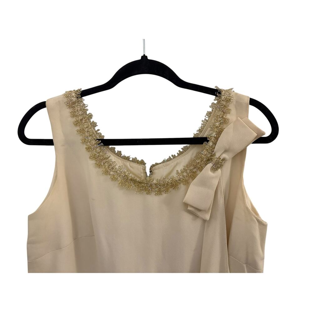 Vintage Sleeveless Cocktail Dress Large Bow Accent Retro Mod Elegant Evening - Picture 2 of 10